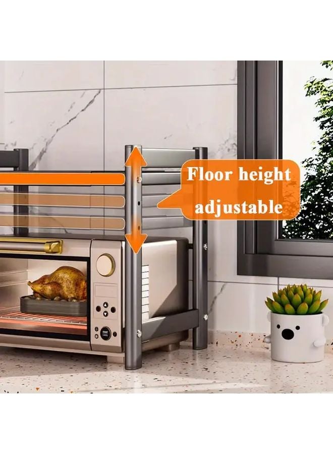 Gray Heavy Duty Expandable Microwave Stand Adjustable Oven Rack With Hooks 200lb Capacity - Image 2